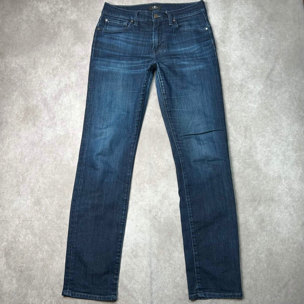 7 For All Mankind Slimmy Mens Dark Wash Blue Slim Straight Stretch Jeans 31x34